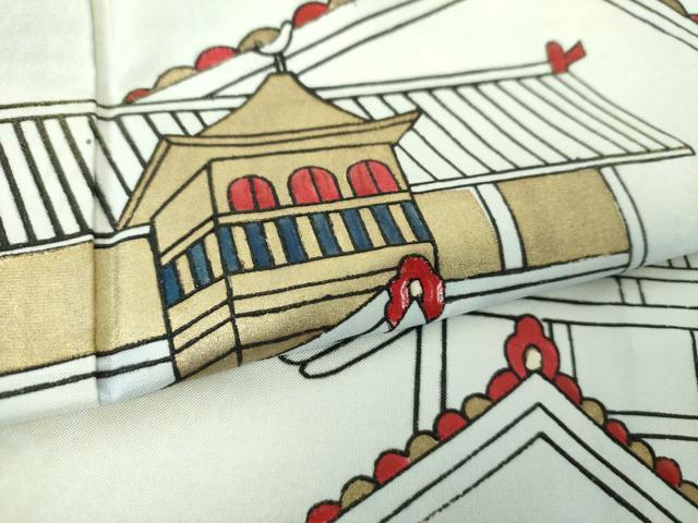 平和屋着物●本場染大島紬 訪問着 手描き 雲取り風景 金彩 正絹 逸品 DAAS3813ps