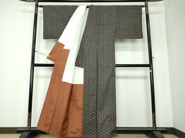 平和屋着物●本場大島紬 7マルキ 麻の葉文様 正絹 逸品 DAAS3827ps