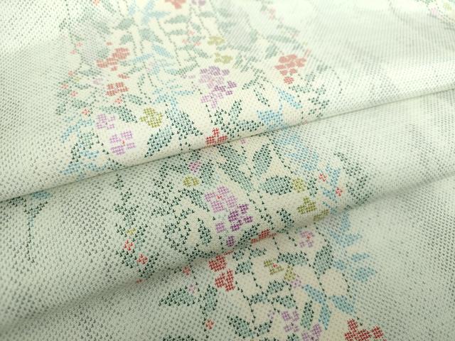 平和屋着物●本場大島紬 白大島 9マルキ 枝垂れ桜 正絹 逸品 DAAS3835ps