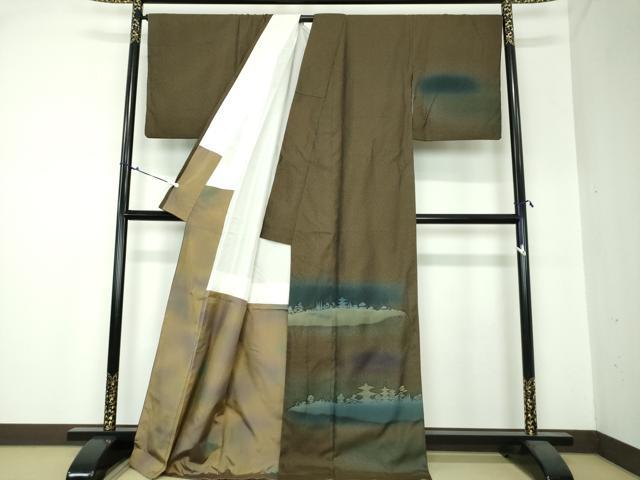 平和屋着物●訪問着 お召地 風景文 暈し染め 正絹 逸品 DAAS3877ps