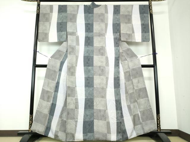 平和屋着物●上質な小紋 変わり市松 正絹 逸品 DAAS3900ps