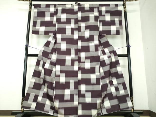 平和屋着物●上質な紬 変わり格子 正絹 逸品 DAAS3975ps