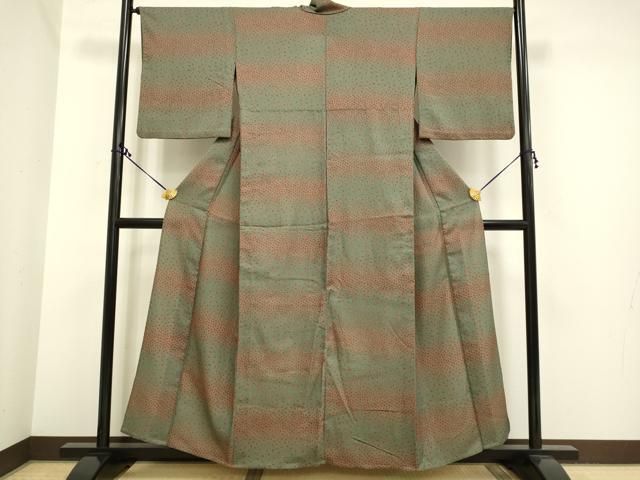 平和屋着物▽小紋 単衣 横段鹿の子文 洗える着物 DAAS4003du