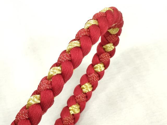 平和屋着物●和装小物 振袖用帯締め 飾り付き パール 丸組 金糸 逸品 未使用 DAAS6349zzz