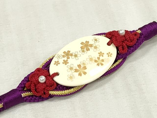 平和屋着物●和装小物 振袖用帯締め 飾り付き パール 丸組 金糸 逸品 未使用 DAAS6362zzz
