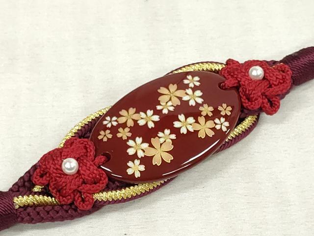 平和屋着物●和装小物 振袖用帯締め 飾り付き パール 丸組 金糸 逸品 未使用 DAAS6364zzz