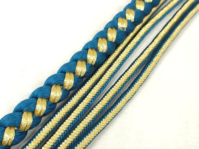 平和屋着物●和装小物 振袖用帯締め 飾り付き パール 丸組 金糸 逸品 未使用 DAAS6408zzz