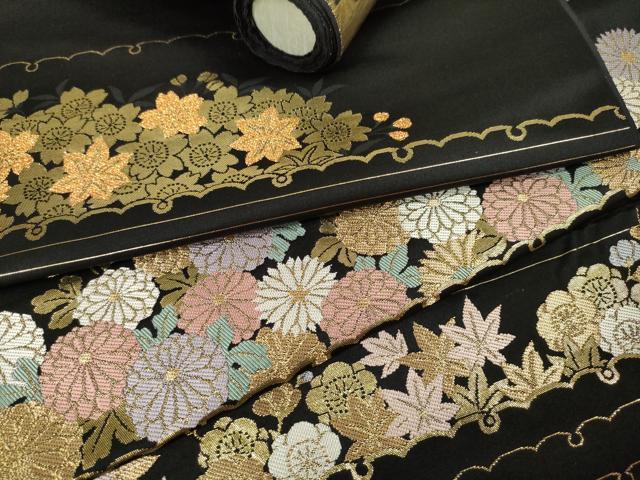 平和屋着物●西陣 高島織物謹製 名古屋帯 帯反物 横段花尽くし 金糸 証紙付き 逸品 未使用 DAAS6581zzz