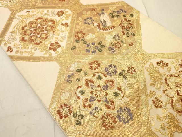 平和屋着物◎西陣 六通柄袋帯 蜀江花鳥文 金糸 証紙付き 正絹 逸品 DAAS7044xg
