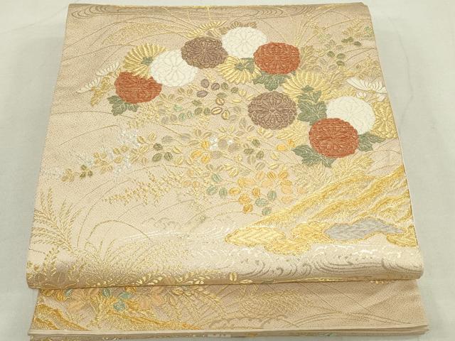 平和屋着物◎六通柄袋帯 四季庭園蒔絵 金糸 正絹 逸品 DAAS7226xg