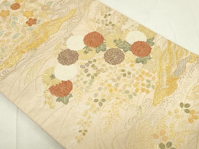 平和屋着物◎六通柄袋帯 四季庭園蒔絵 金糸 正絹 逸品 DAAS7226xg