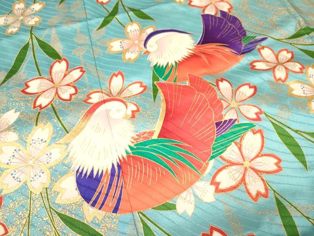 平和屋着物∵女の子 十三参り 子供 祝着・袋帯セット 鴛鴦花文 金彩 逸品 DAAS9002ma