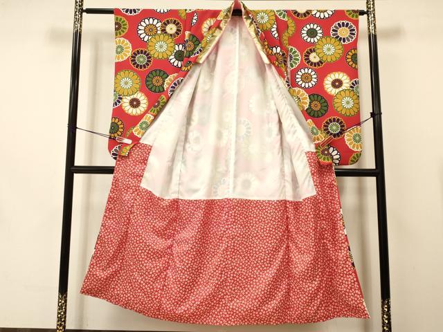 平和屋着物∵女の子 十三参り 子供 祝着 刺繍 菊尽くし 金彩 洗える着物 DAAS9131ma