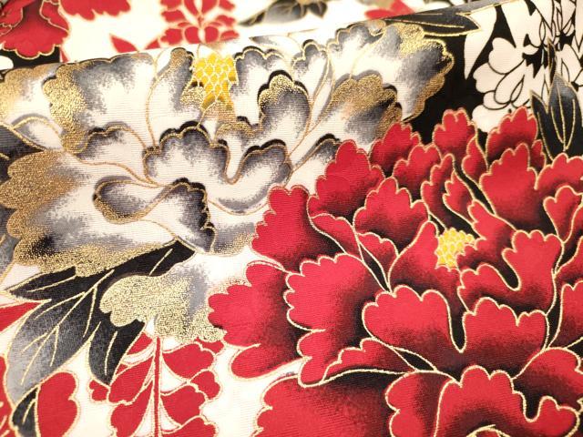 平和屋着物∵女の子 十三参り 子供 祝着 刺繍 牡丹花文 金彩 洗える着物 DAAS9137ma