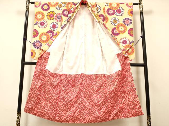 平和屋着物∵女の子 十三参り 子供 祝着 刺繍 菊尽くし 金彩 洗える着物 DAAS9138ma