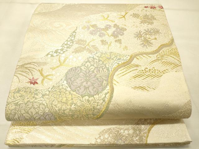 平和屋着物◎六通柄袋帯 道長花丸文 金銀糸 正絹 逸品 DAAS9545zy