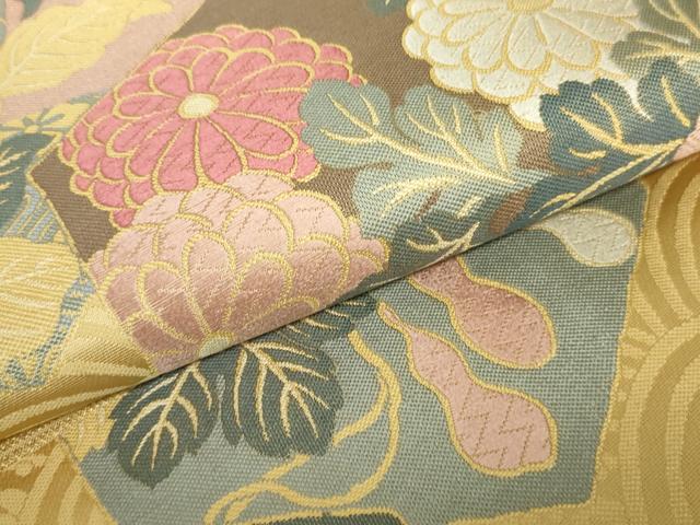 平和屋着物●六通柄袋帯 唐織 亀甲花文 正絹 逸品 DAAT0144ob