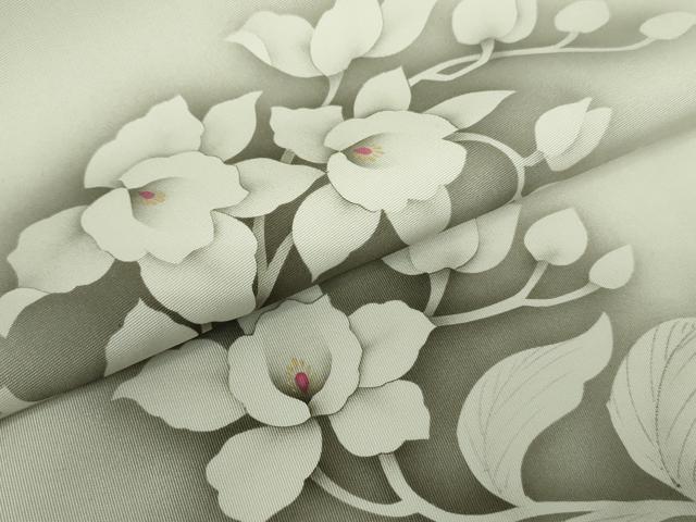 平和屋着物●塩瀬 九寸名古屋帯 手描き 草花文 金彩 正絹 逸品 DAAT0149ob