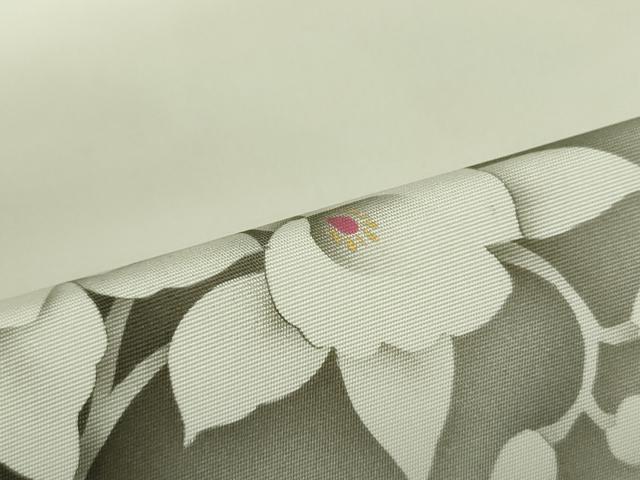 平和屋着物●塩瀬 九寸名古屋帯 手描き 草花文 金彩 正絹 逸品 DAAT0149ob