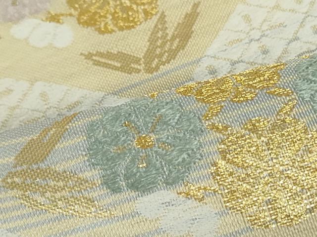平和屋着物●西陣 橋本清織物謹製 六通柄袋帯 綴れ唐織 花菱文 金糸 証紙付き 正絹 逸品 未使用 DAAT0300ob
