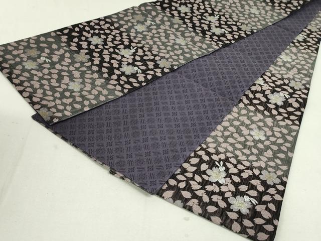 平和屋着物▽全通柄袋帯 スリーシーズン 春夏秋 全通三重織 舞桜文 兎 正絹 逸品 未使用 DAAT0313ob