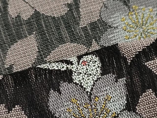平和屋着物▽全通柄袋帯 スリーシーズン 春夏秋 全通三重織 舞桜文 兎 正絹 逸品 未使用 DAAT0313ob