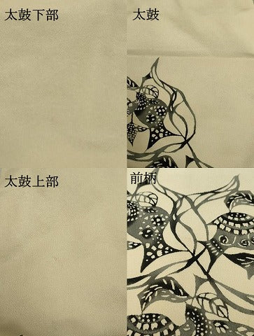 平和屋着物●九寸開き名古屋帯 型染め 花鳥文 鬼しぼ縮緬 正絹 逸品 DAAT0341ob