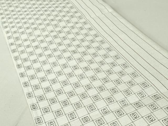 平和屋着物●両面 六通柄袋帯 格子間道 反端付き 正絹 逸品 DAAT0358ob