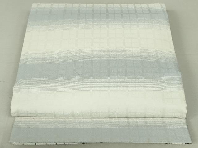 平和屋着物●両面 六通柄袋帯 格子間道 反端付き 正絹 逸品 DAAT0358ob