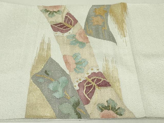 平和屋着物●爪掻き本綴れ 八寸名古屋帯 花蝶文 金銀糸 正絹 逸品 DAAT0381ob
