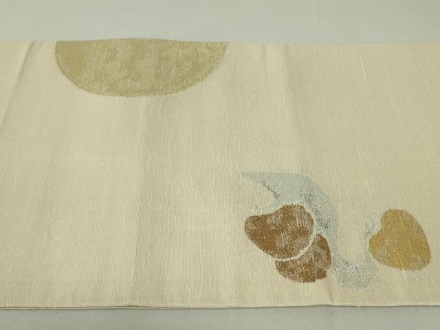 平和屋着物●太鼓柄袋帯 紬地 抽象文様 金銀糸 正絹 逸品 DAAT0394ob