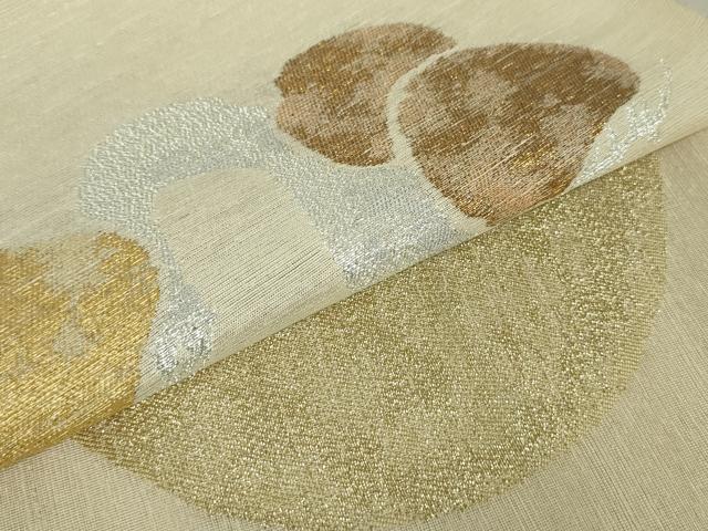 平和屋着物●太鼓柄袋帯 紬地 抽象文様 金銀糸 正絹 逸品 DAAT0394ob