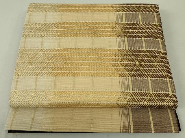 平和屋着物●両面 太鼓柄袋帯 紬地 横段花文 金糸 正絹 逸品 未使用 DAAT0401ob