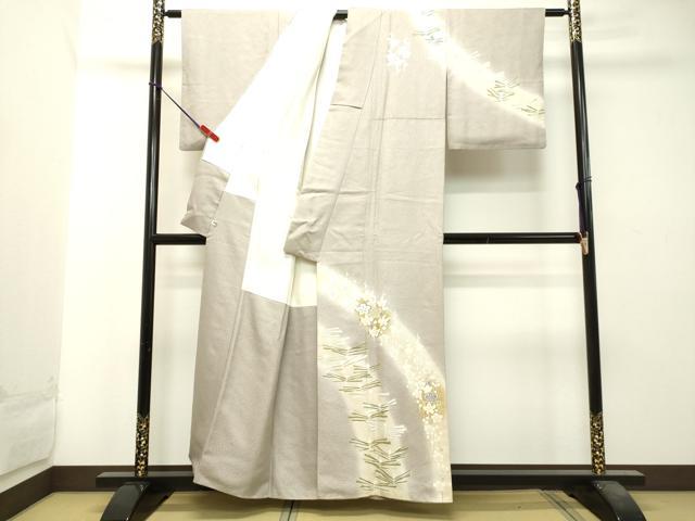 平和屋着物●訪問着 駒刺繍 松葉枝梅文 暈し染め 金彩 正絹 逸品 DAAT1010tw