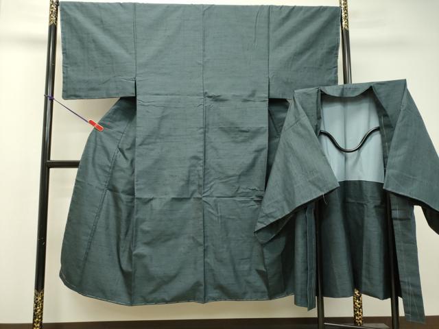 平和屋着物●男性 紬 アンサンブル 網代織 正絹 逸品 未使用 DAAT1057tw