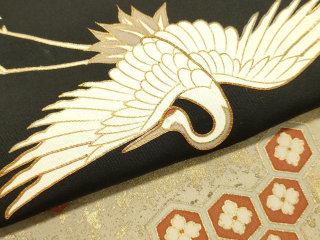 平和屋着物●皇室献上作家 北出与三郎 黒留袖 駒刺繍 飛鶴枝梅松文 金彩 正絹 逸品 DAAT1059tw