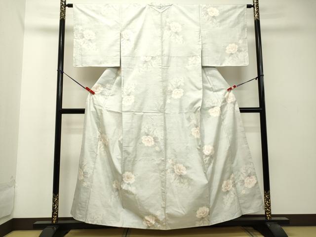 平和屋着物●本場大島紬 白大島 9マルキ 草花文 正絹 逸品 未使用 DAAT1099tw