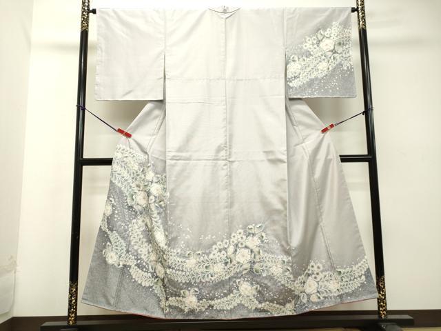 平和屋着物●本場縞大島紬 訪問着 絞り 辻が花 正絹 逸品 DAAT1126tw