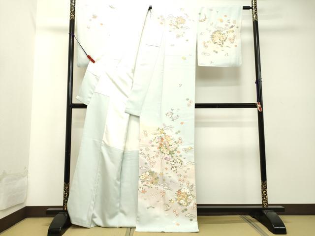 平和屋着物●訪問着 駒刺繍 草花丸文 暈し染め 金彩 正絹 逸品 DAAT1145tw