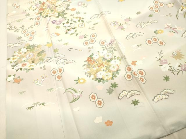 平和屋着物●訪問着 駒刺繍 草花丸文 暈し染め 金彩 正絹 逸品 DAAT1145tw