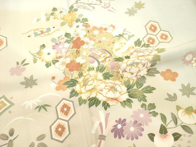 平和屋着物●訪問着 駒刺繍 草花丸文 暈し染め 金彩 正絹 逸品 DAAT1145tw