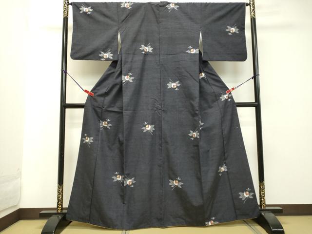 平和屋着物●上質な紬 枝花文 正絹 逸品 DAAT1157tw