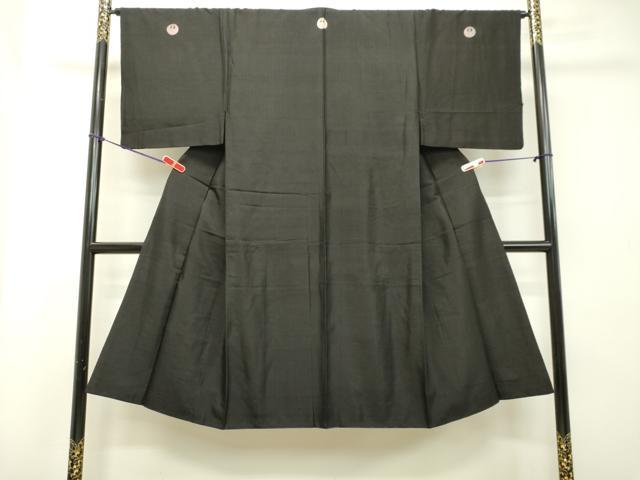 平和屋着物●男性 黒紋付 紬地 正絹 逸品 DAAT1168tw