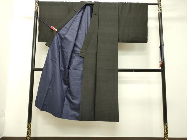 平和屋着物●男性 黒紋付 紬地 正絹 逸品 DAAT1168tw