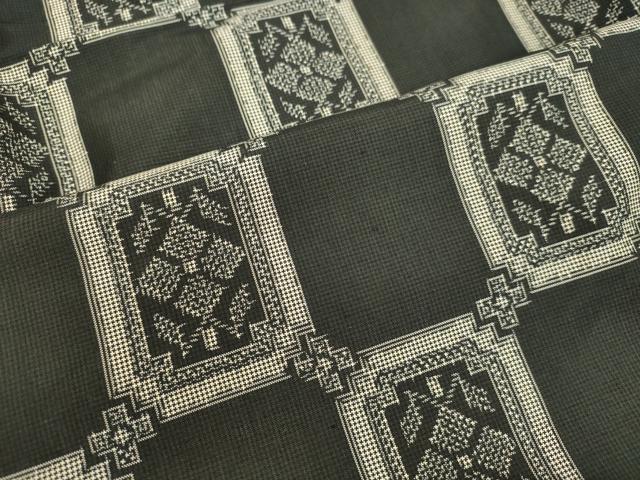 平和屋着物●本場村山大島紬 格子花文 正絹 逸品 DAAT1176tw