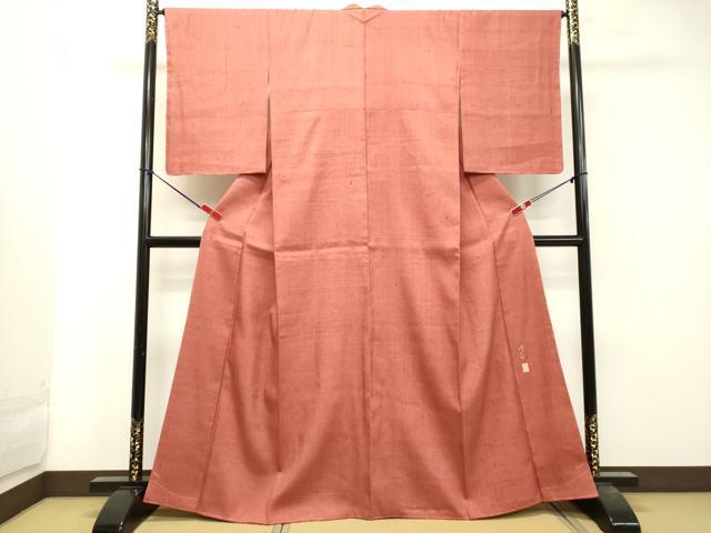 平和屋着物●結城紬 作家物 浅緋色 正絹 逸品 未使用 DAAT1187tw