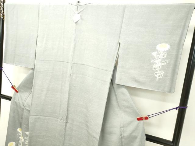 平和屋着物●京都府指定無形文化財 染色作家 小倉建亮の弟子 市瀬史郎 訪問着 絞り 枝菊 お召縮緬 正絹 逸品 DAAT1193tw