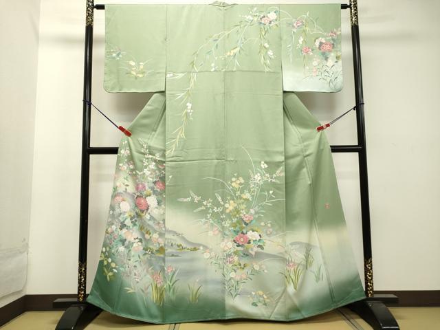 平和屋着物●訪問着 友禅 作家物 風景草花文 暈し染め 正絹 逸品 未使用 DAAT1227tw