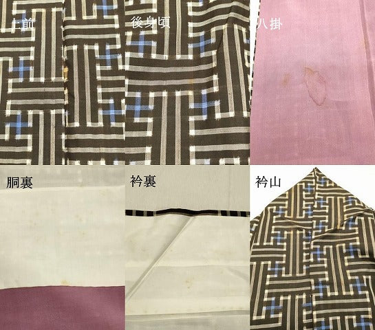 平和屋着物●希少 本場大島紬 龍郷絣 秋名バラ 幾何学文様 正絹 逸品 DAAT1228tw