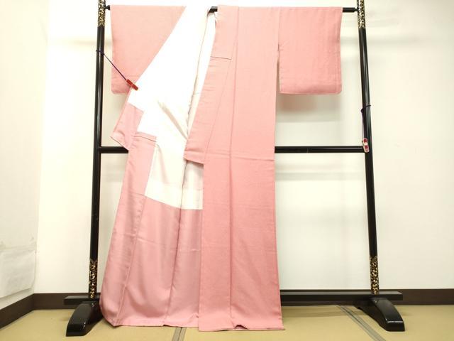 平和屋着物●上質な色無地 紋意匠 紅梅色 正絹 逸品 未使用 DAAT1319tw